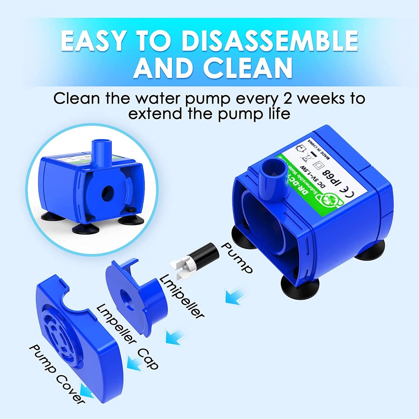 Replacement Pump for Cat Water Fountain, Ultra Quiet Long Lifespan Water Pump for Pet Water Fountain, Dog Water Bowl Dispenser For Cat & Dog
