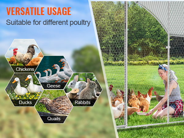 VEVOR Walk-In Chicken Coop – Large Metal Cage with Waterproof Cover (9.8'x6.5'x6.5')
