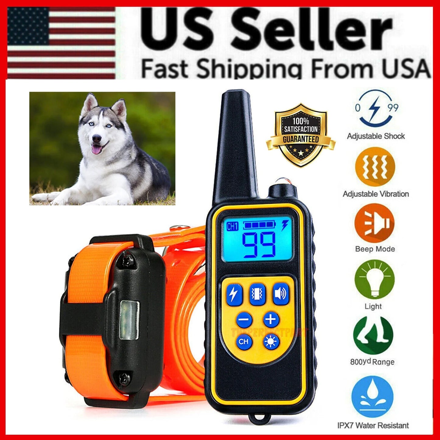 2700 FT Waterproof Dog Shock Collar – Rechargeable Remote Trainer with LCD