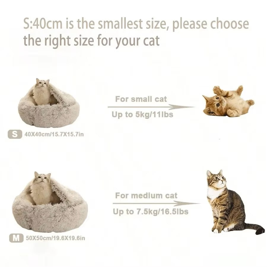 Plush Hooded Cat & Dog Bed β Fluffy 2-in-1 Nest for Small Pets