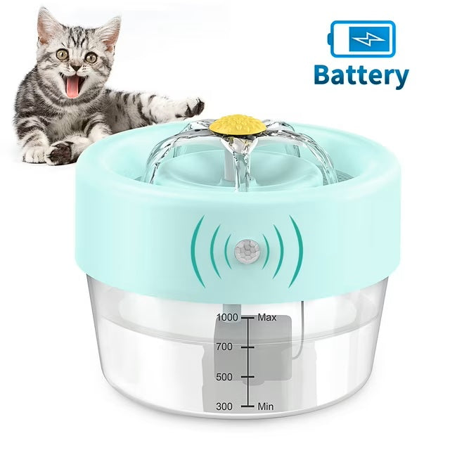 35oz Cat Water Fountain – Automatic, Battery-Powered Pet Drinking Fountain (Blue)