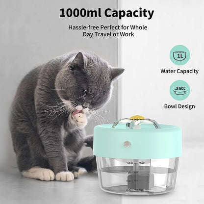 35oz Cat Water Fountain – Automatic, Battery-Powered Pet Drinking Fountain (Blue)