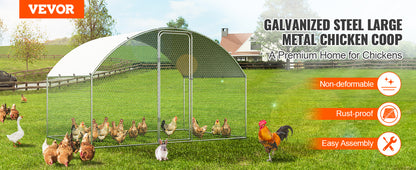 VEVOR Walk-In Chicken Coop – Large Metal Cage with Waterproof Cover (9.8'x6.5'x6.5')