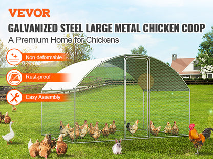 VEVOR Walk-In Chicken Coop – Large Metal Cage with Waterproof Cover (9.8'x6.5'x6.5')