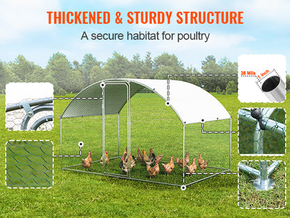 VEVOR Walk-In Chicken Coop – Large Metal Cage with Waterproof Cover (9.8'x6.5'x6.5')