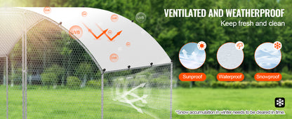 VEVOR Walk-In Chicken Coop – Large Metal Cage with Waterproof Cover (9.8'x6.5'x6.5')