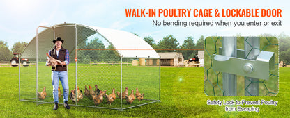 VEVOR Walk-In Chicken Coop – Large Metal Cage with Waterproof Cover (9.8'x6.5'x6.5')