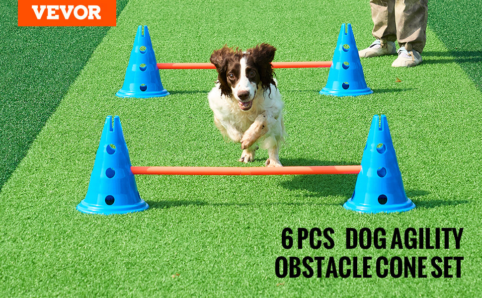 VEVOR Dog Agility Cone & Rod Set – 6 Hurdles + Carry Bag