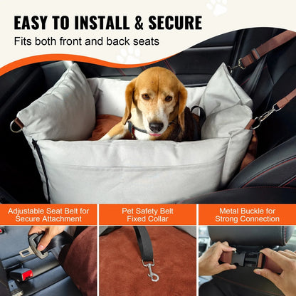 VEVOR Dog Car Seat – Gray Booster for Small Pets (up to 25 lbs)