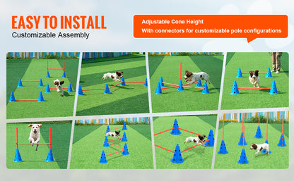 VEVOR Dog Agility Cone & Rod Set – 6 Hurdles + Carry Bag