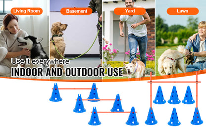VEVOR Dog Agility Cone & Rod Set – 6 Hurdles + Carry Bag