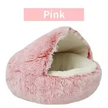 Plush Hooded Cat & Dog Bed – Fluffy 2-in-1 Nest for Small Pets