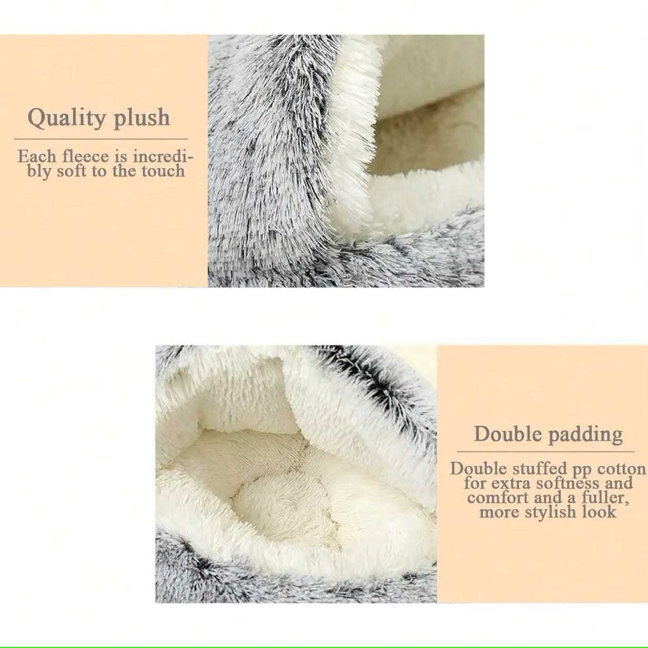 Plush Hooded Cat & Dog Bed – Fluffy 2-in-1 Nest for Small Pets