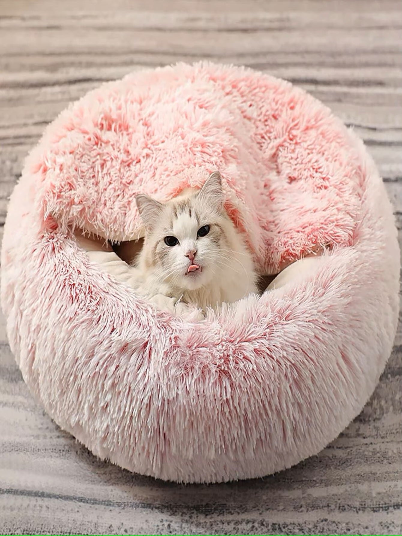 Plush Hooded Cat & Dog Bed – Fluffy 2-in-1 Nest for Small Pets