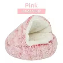 Plush Hooded Cat & Dog Bed – Fluffy 2-in-1 Nest for Small Pets